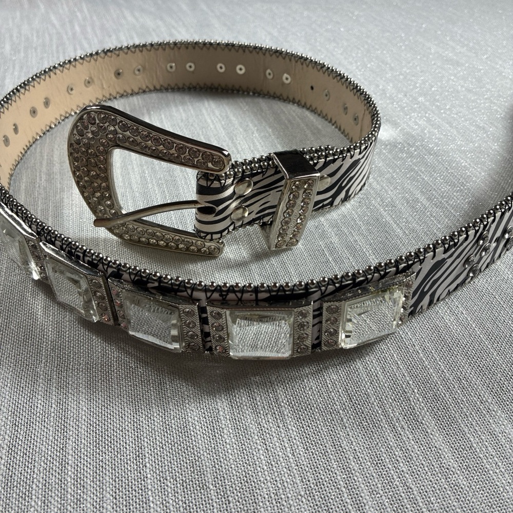 Coastal Cowgirl Bling Zebra &  Rhinestone glam large belt. 45” long heavy weight